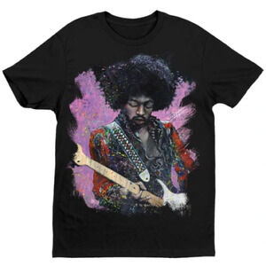 Jimi Hendrix Stephen Fishwick Icons Black T-Shirt, Size Medium